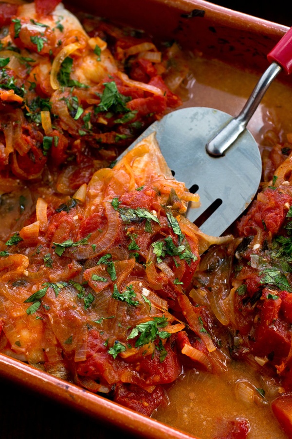 Greek Baked Fish w Roasted Tomatoes and Onions - Recipe Library - WOW ...
